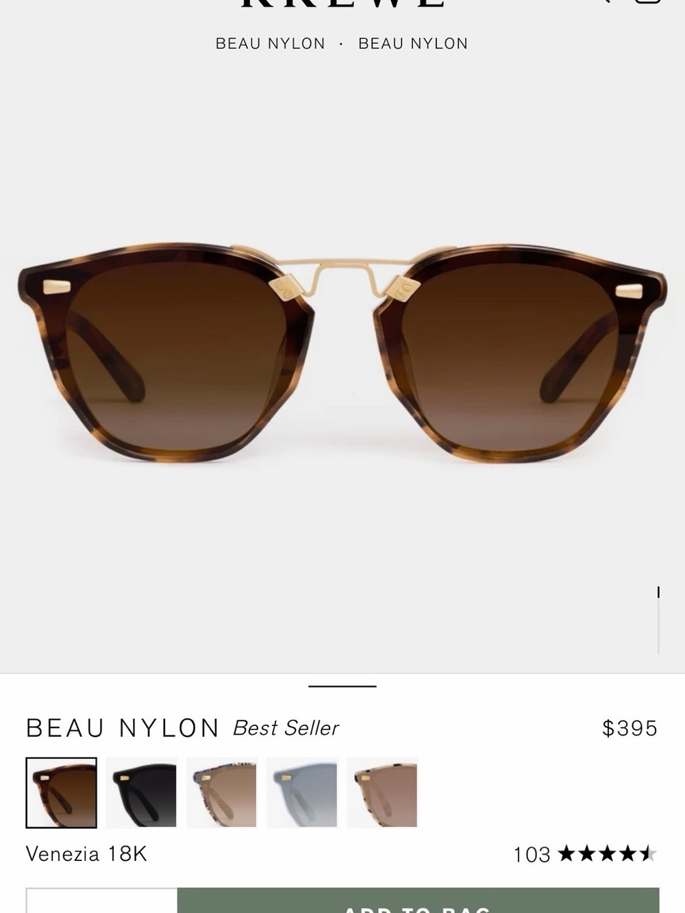 Krewe Beau Nylon Sunglasses